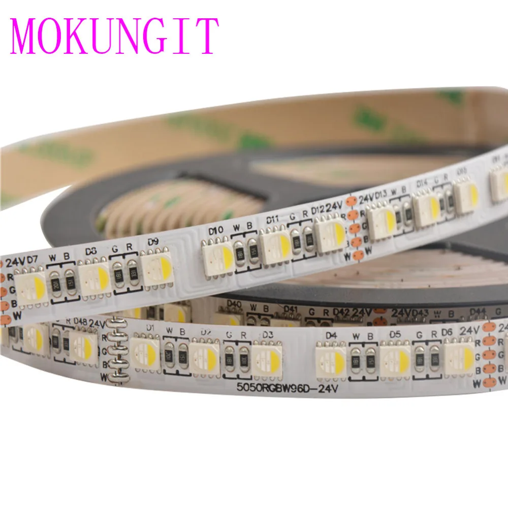 60 м 4 в 1 RGBW Гибкая СВЕТОДИОДНАЯ лента SMD 5050 RGB + теплый/холодный белый черный/белый