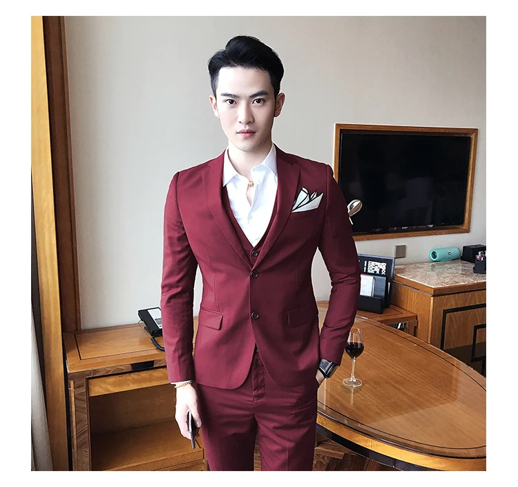 slim fit male 3 piece suits wedding dress Men's Business Casual jacket Wedding Prom Dinner Gown Wear Suits Groomsman tuxedos
