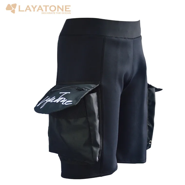LayaTone 3 мм Неопреновые шорты для дайвинга для мужчин сёрфинга Подводное плавание гидрокостюм Tech Короткие плавающие гребли для плавания подводное плавание карманные брюки