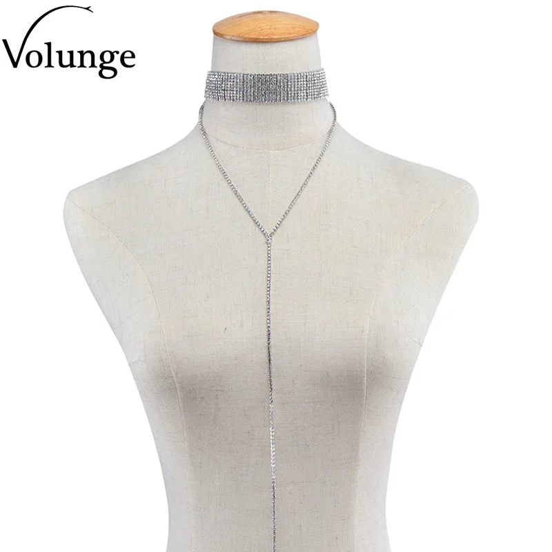 Женское Ожерелье-чокер золотистого цвета с красными стразами Многорядное