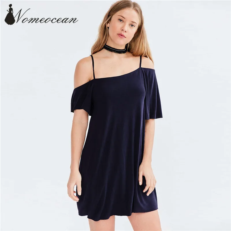 Асимметричная с вырезами на плечах Для женщин Платья для Лето 2017 г. короткий