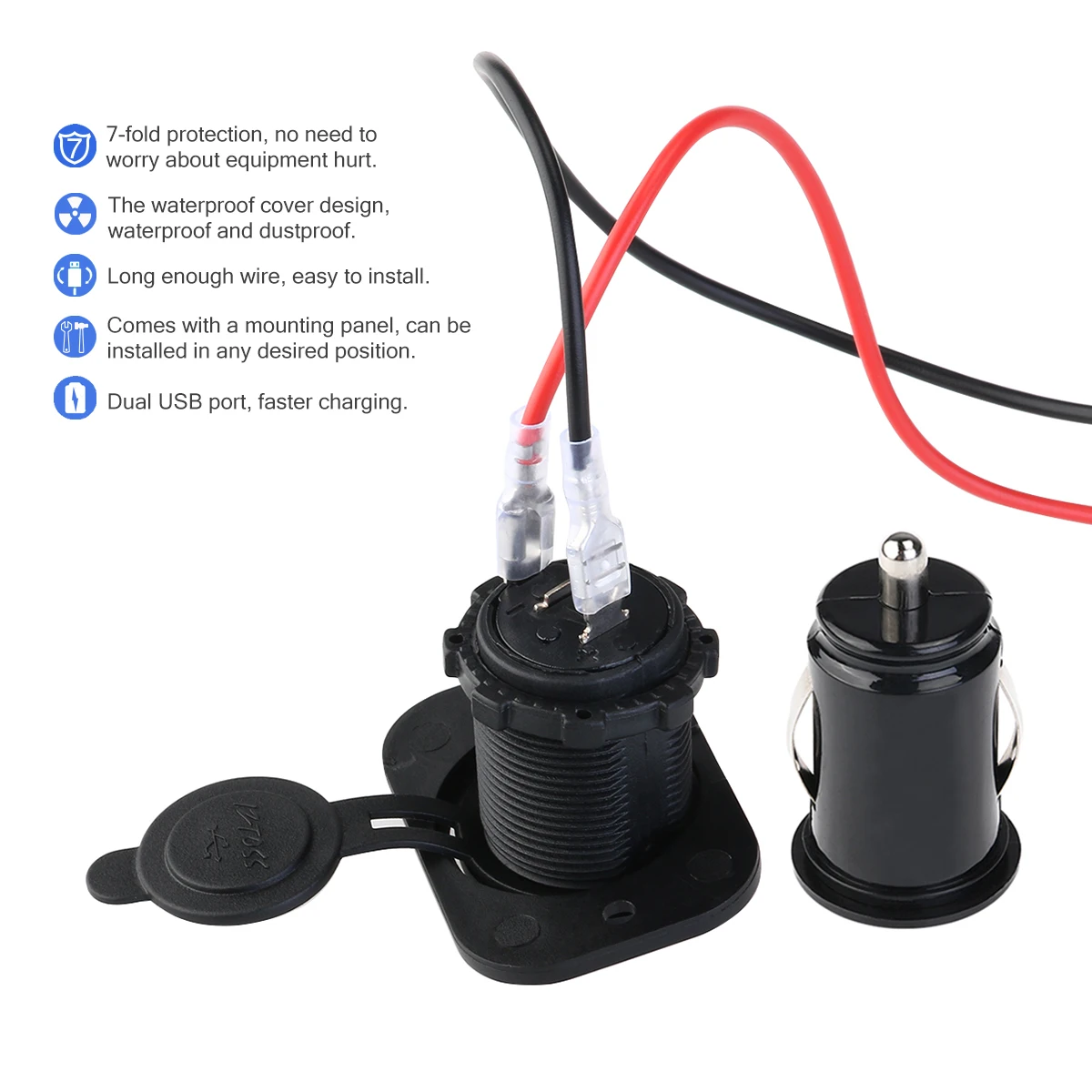 TINKSKY 12V автомобильный мотоцикл двойной USB адаптер Прикуриватель разъем питания