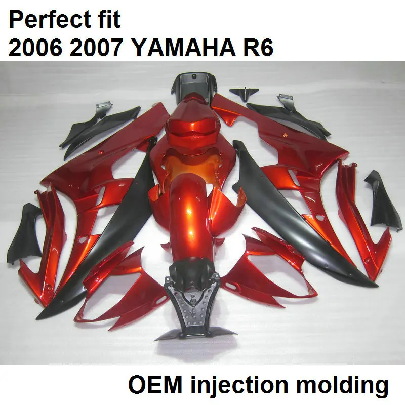 

High quality injection molding fairing kit for Yamaha YZF R6 06 07 wine red black motorcycle fairings set YZFR6 2006 2007 BN27