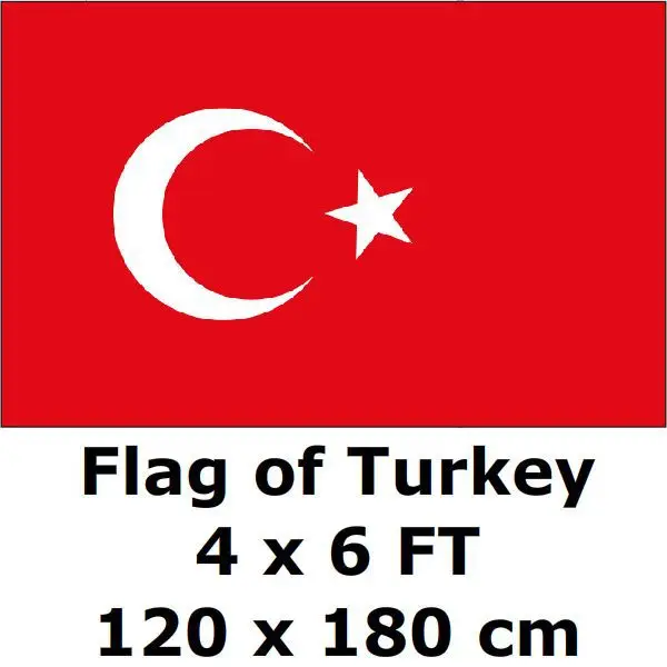 Turkey Turk Flag 120 x 180 cm 100D Polyester Large Big of National Country Banner | Дом и сад