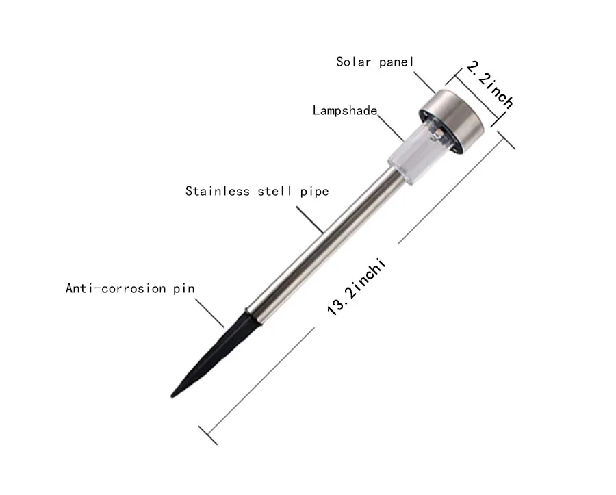 5 шт/лот Солнечный фонарь из нержавеющей стали для газона с водонепроницаемым наружным двором Путь включен.