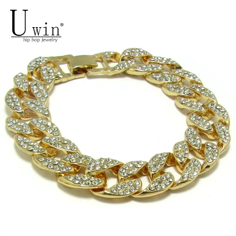 Мужской браслет UWIN из кубинской цепи Майами 15 мм|hip hop bracelet|bracelet goldbracelet silver |