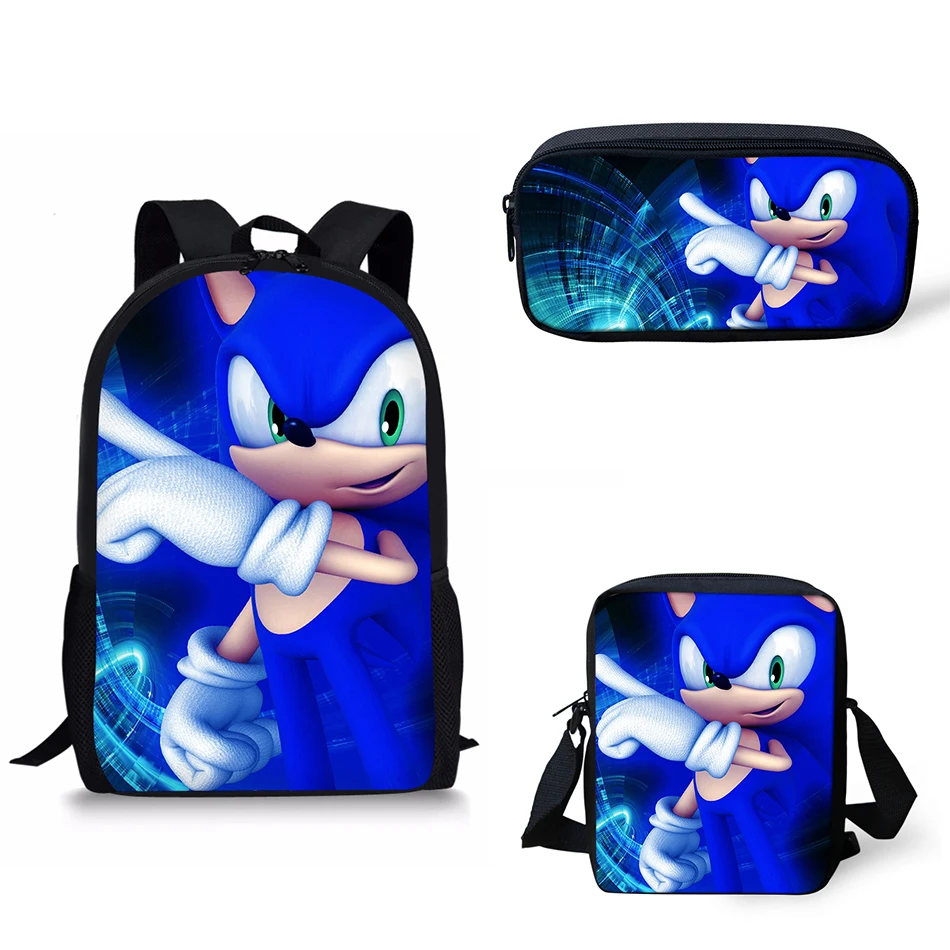 Аниме Sonic зубная щётка принт школьный рюкзак для мальчиков и девочек с рисунками зверей из мультфильмов в виде ежа ортопедические рюкзаки для Детей Книга сумка 3 шт./компл