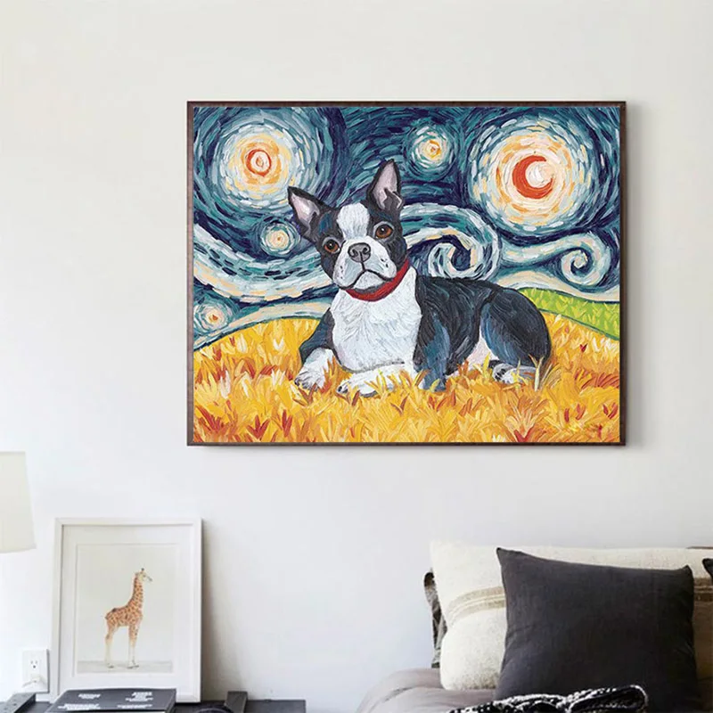5D Diy Full Square Round Stone Resin Diamond Painting Cross Stitch Embroidery Sky Dog Mosaic Friend Gift | Дом и сад