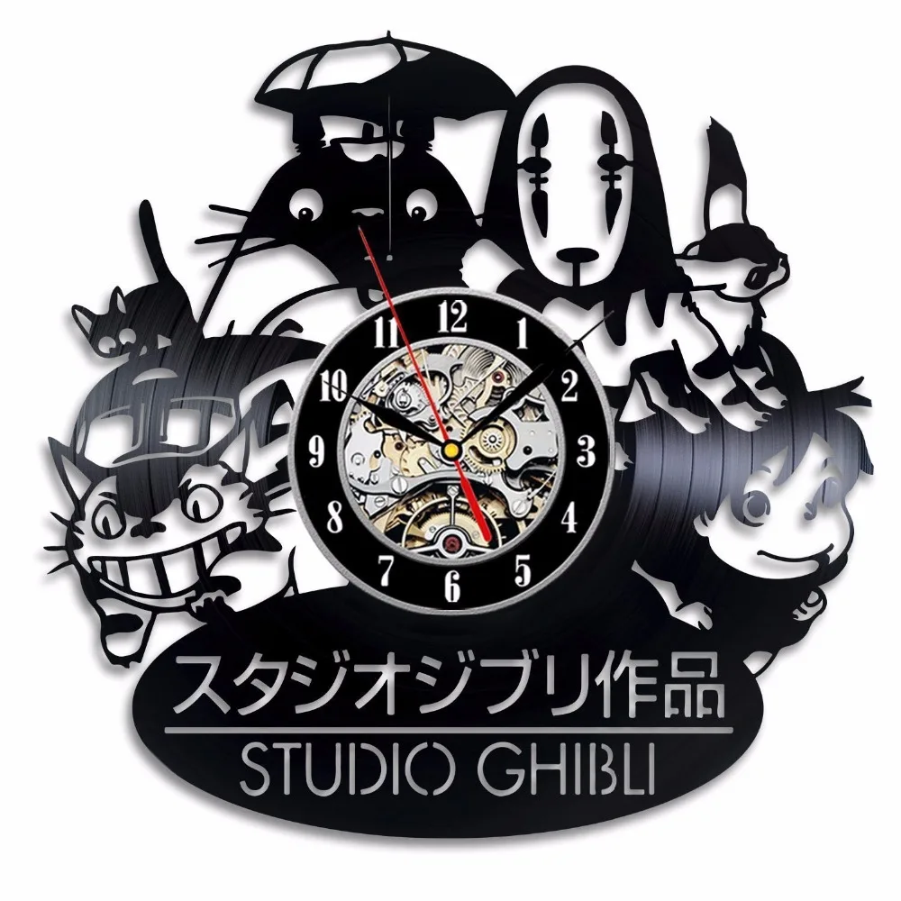 Студия Ghibli Аниме подарок виниловая запись настенные часы домашний декор