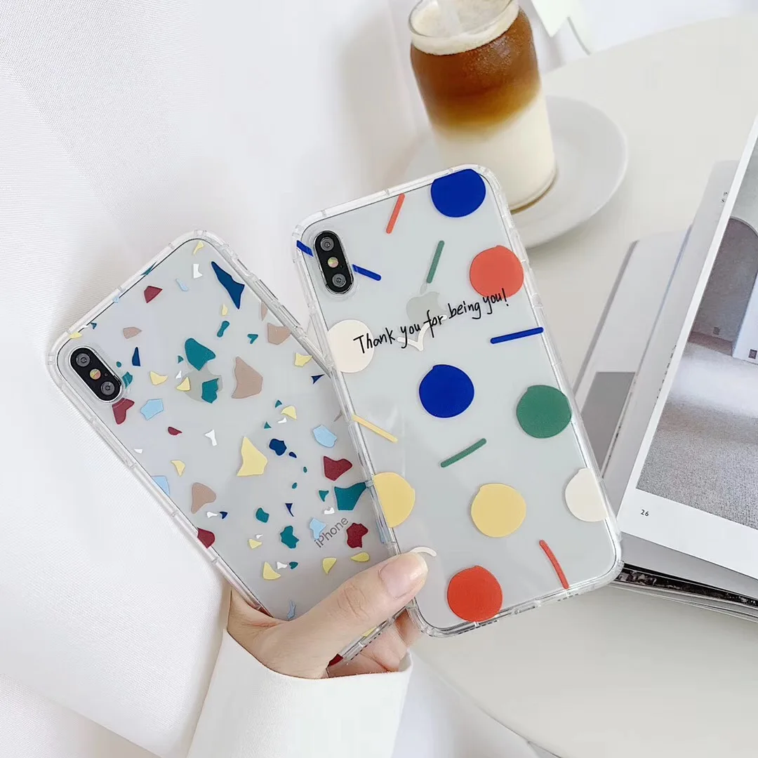 Модный Цветной чехол в горошек с геометрическим рисунком для iphone Xs MAX XR X 6 6s 7 8 plus