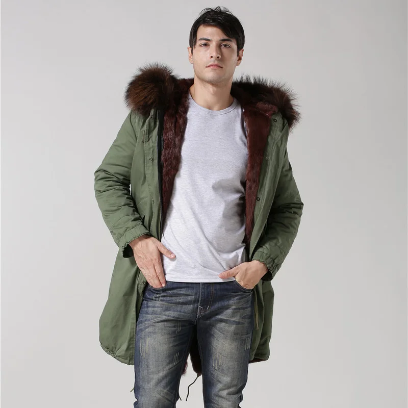 Оптом и в розницу Высокое качество S-XXXXL зимняя меховая парка капюшон армейский