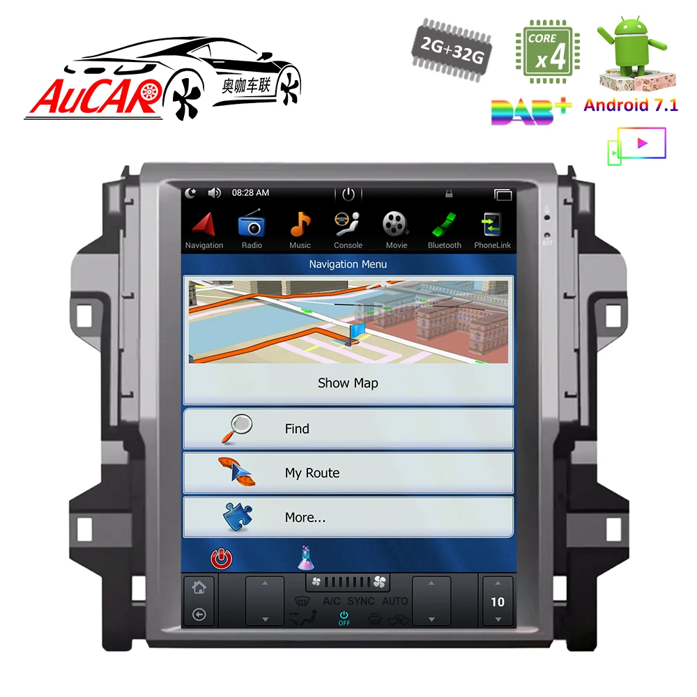 Android 7 1 Tesla стиль 12 "GPS навигационная система для Toyota Fortuner 2016 2018 радио с Bluetooth и GPS