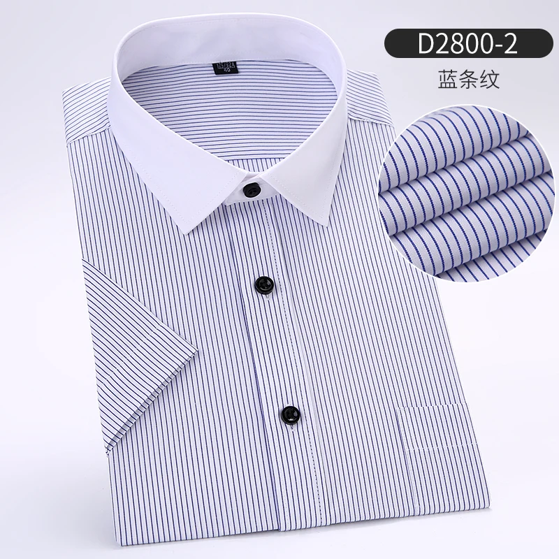 Plus Size 5XL 6XL 7XL 8XL Casual Easy-Care Striped Twill Short Sleeve Men Business Formal Shirt Yellow Green 110KG 120KG 130KG