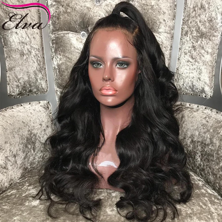Elva волосы 150% полный кружево человеческие парики предварительно сорванные с