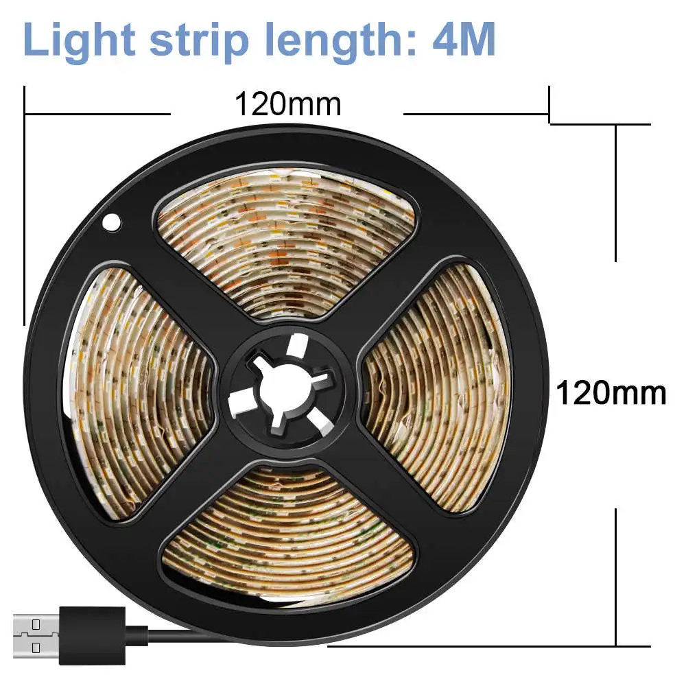 4m 240leds Led Strip Light 5V USB Waterproof Diode Neon Ribbon Flexible Light Tape SMD 2835 Fita Led TV PC Desktop Background Bias Lighting - Испускаемый цвет: 4m 240leds