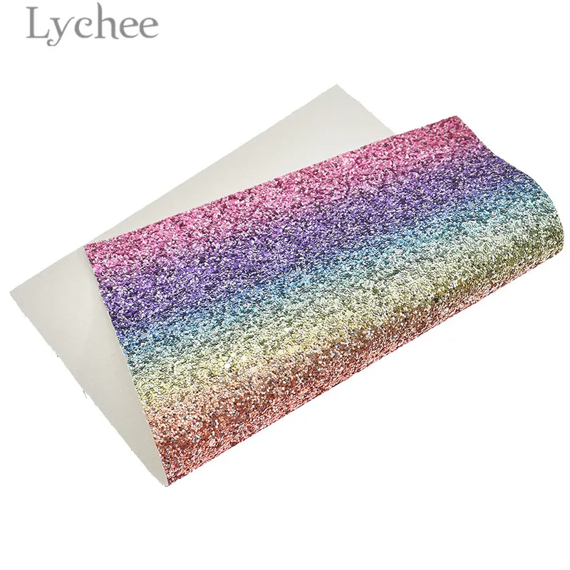 Lychee A4 Радуга Цвет Глянцевая искусственная кожа ткань высокое качество