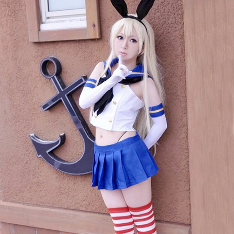Бесплатная доставка аниме Kantai Collection Shimakaze косплей костюм наряды + чулки Хэллоуин