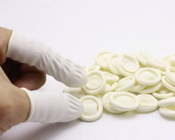 Антистатические напальчники из латекса 100 шт. натурального белого для чистки