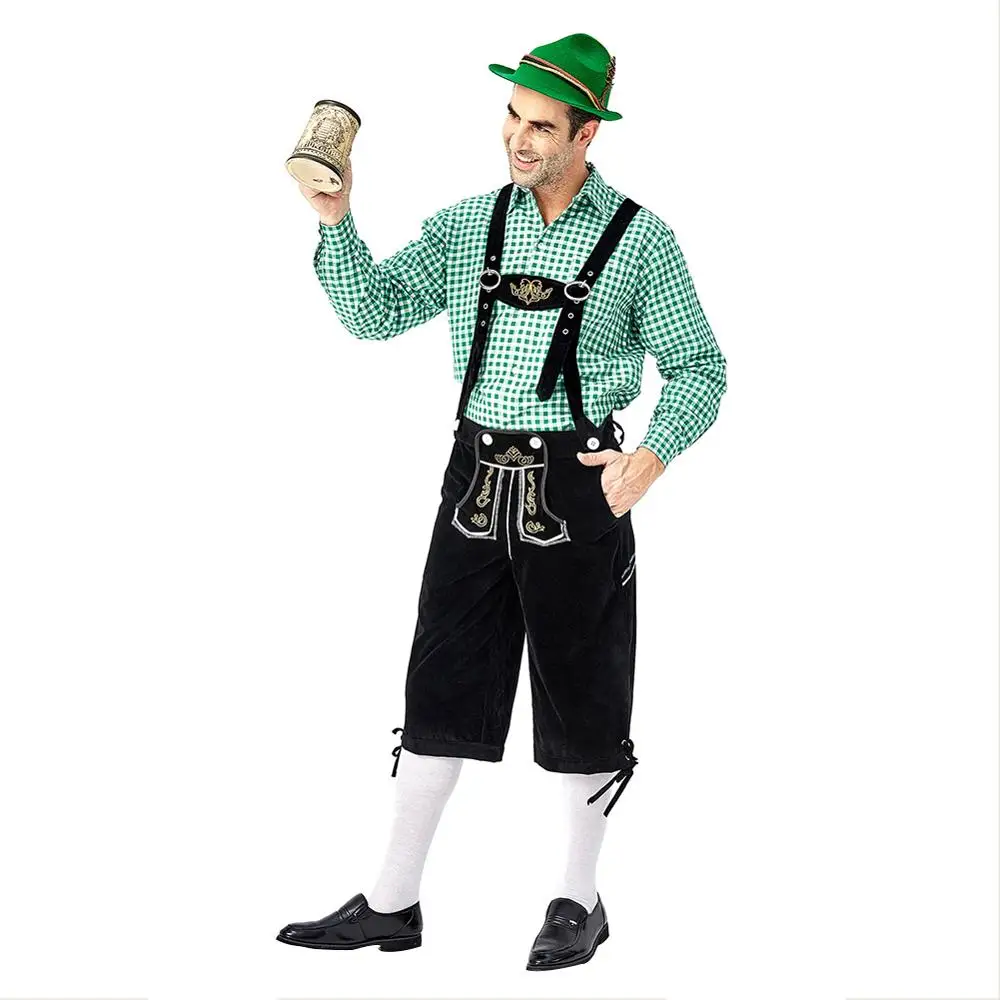 Костюм Октоберфест Lederhosen баварский Немецкий фестиваль пива черные брюки рубашки