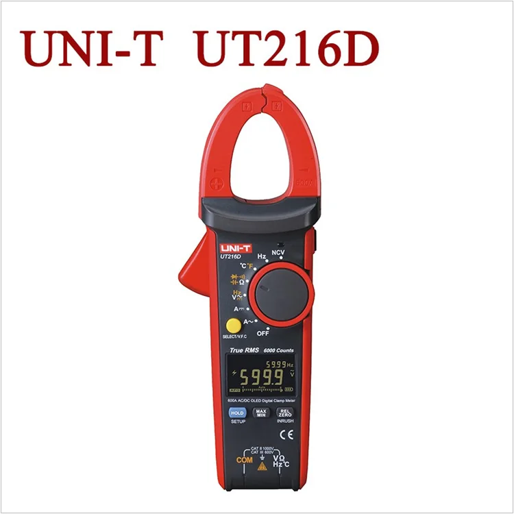 UNI-T ut216d OLED Дисплей 600a True RMS цифровой Токовые клещи AC/DC ток/Емкость Ом freq темп VFC НТС