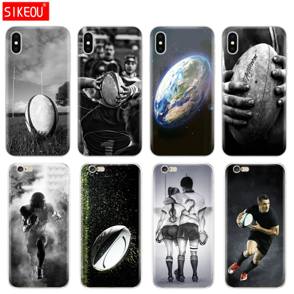 Силиконовый чехол для телефона Iphone 6X8 7 6s 5 5s SE Plus 10 XR XS Max спортивный регби|Бамперы| |