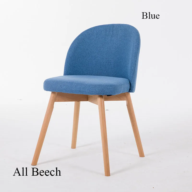 All Beech Blue Мебель из массива дерева, ресторан, применимый к стульям, Скандинавская Повседневная ткань, Situ к задней части минималистического кресла для встреч - Цвет: All Beech Blue