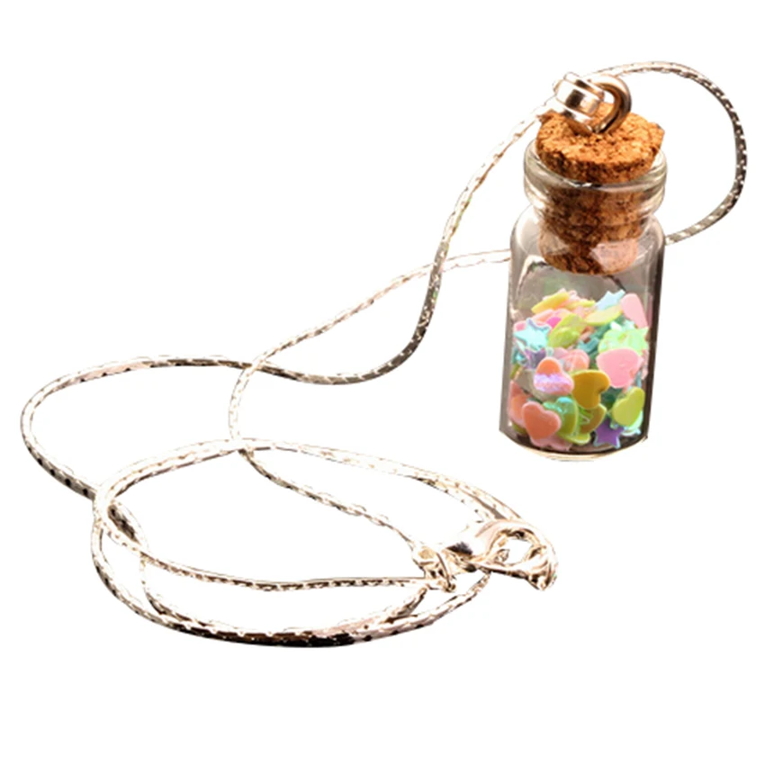 Ожерелье с подвеской в виде стеклянной бутылки красивая серебряная цепь