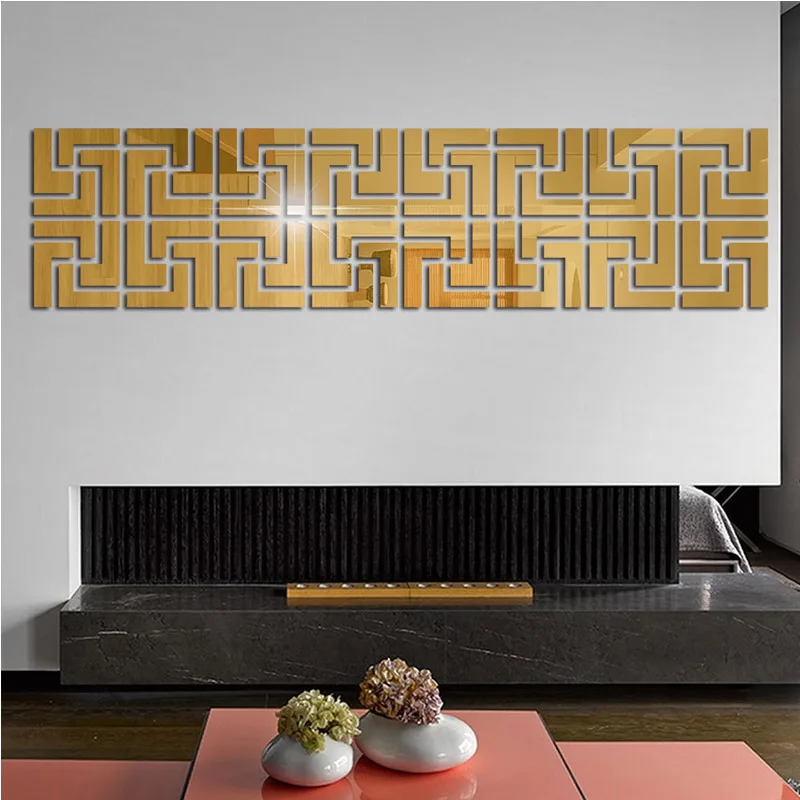 3D акриловая зеркальная Настенная Наклейка геометрическая форма для дома