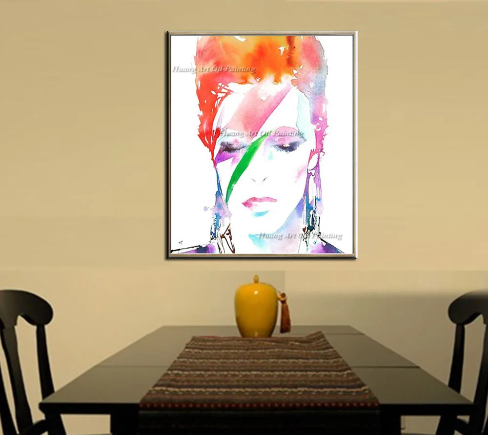 

Hand Painted Modern David Bowie Face Oil Painting Wall Decor Abstract Head Singer Portrait For Room Decor Painting On Canvas