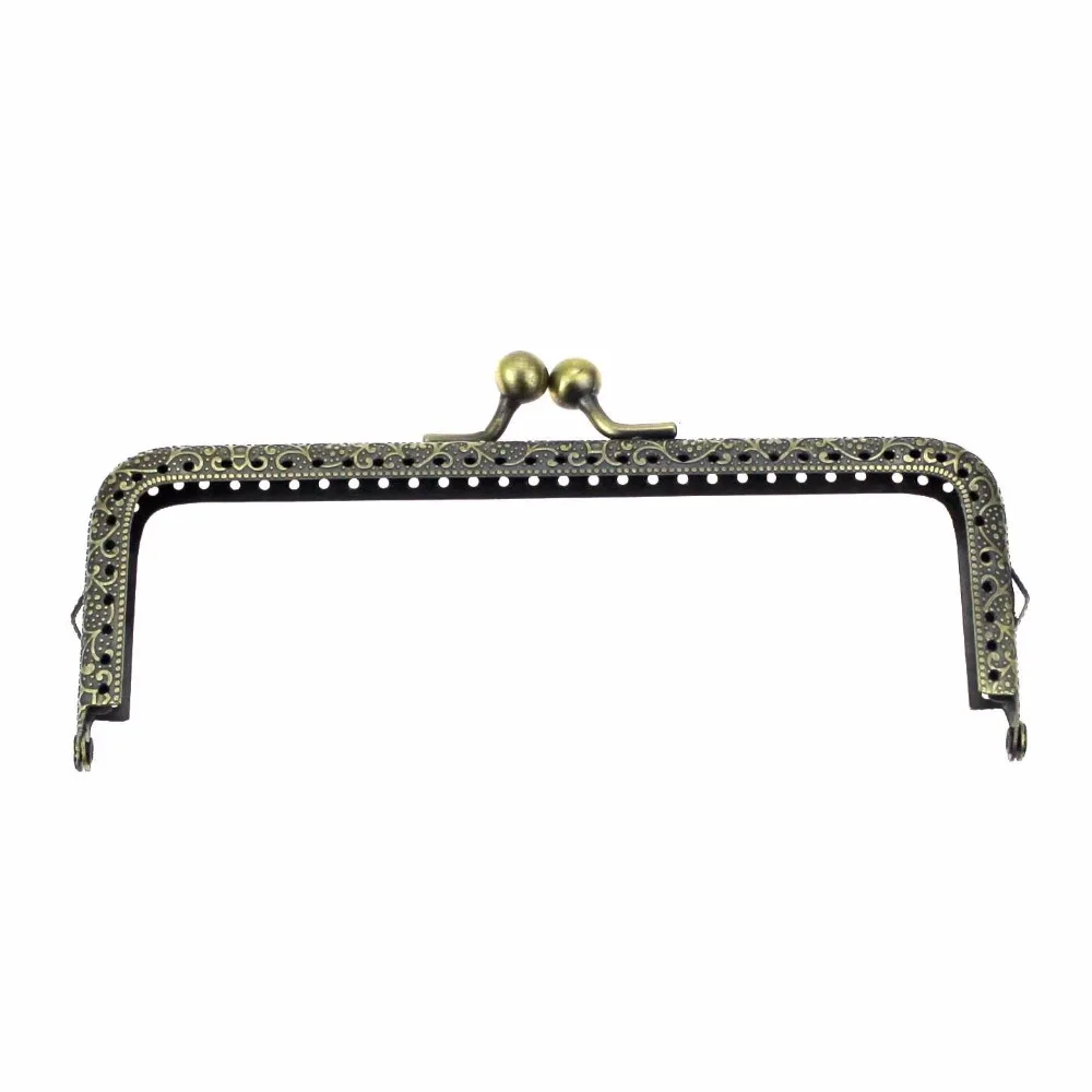 5 pcs/lot 15cm Antique bronze Square Metal purse frame Carved kiss clasp bag accessory