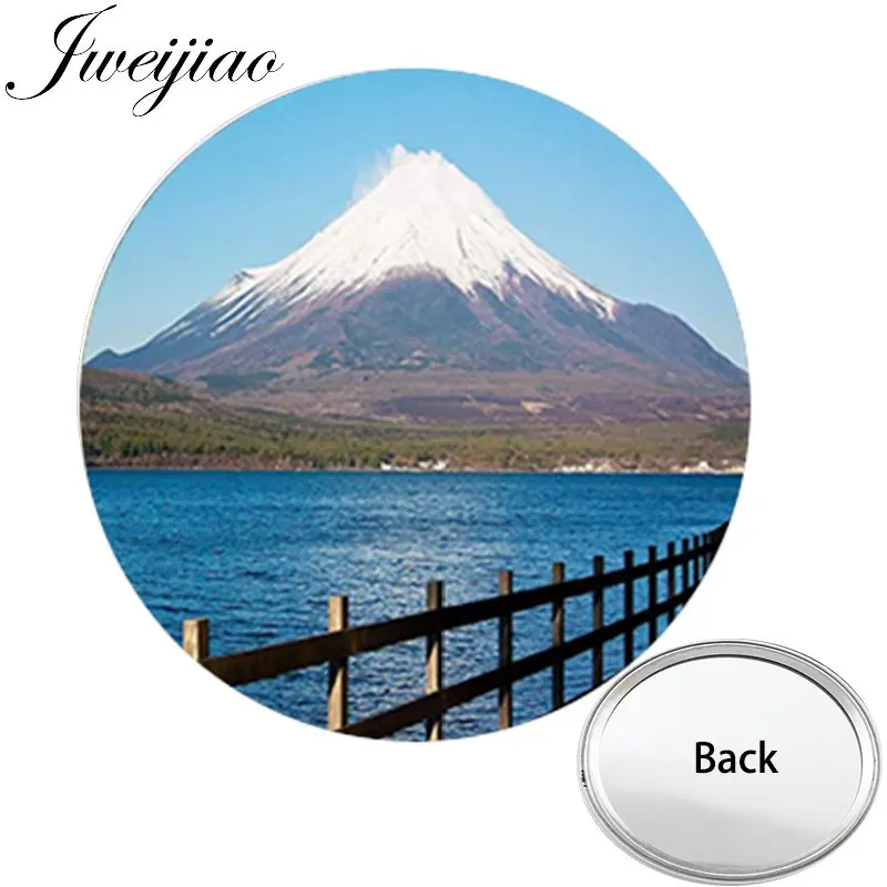 

JWEIJIAO Mount Fuji Japan Anniversary One Side Flat Mini Pocket Mirror Famous scenery Makeup Vanity Hand Travel Purse Mirror