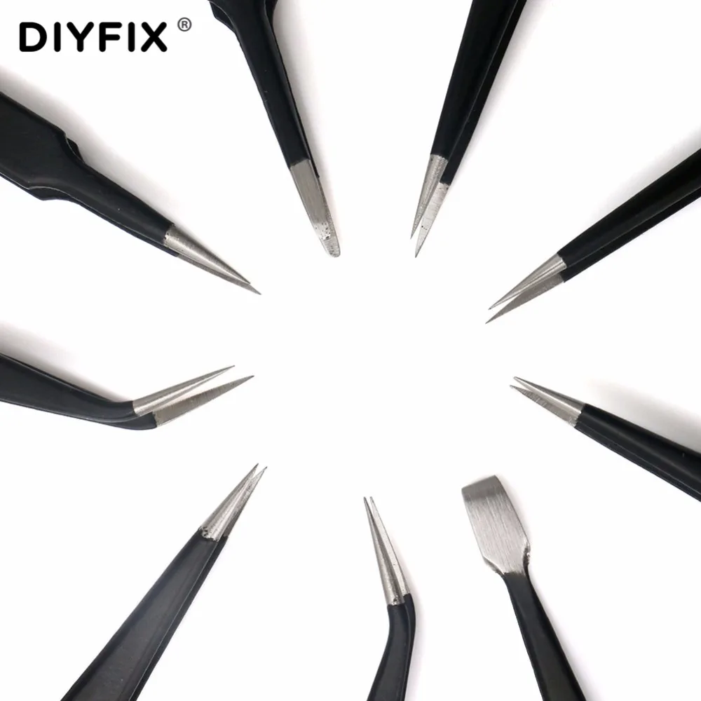 Набор пинцетов из нержавеющей стали DIYFIX 9 шт. набор прецизионных инструментов для