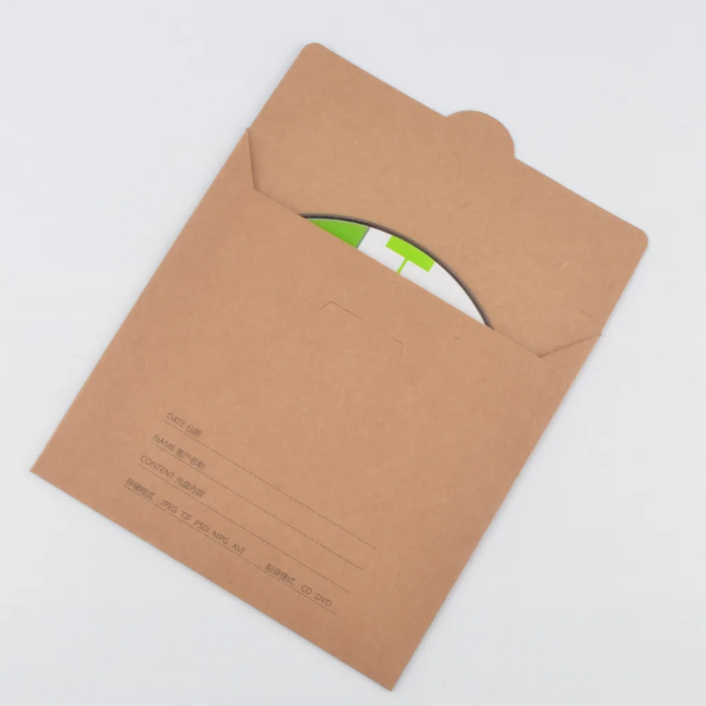 Браун бумаги с красный любовь Свадьба CD мешок крафт-бумаги DVD конверт карты