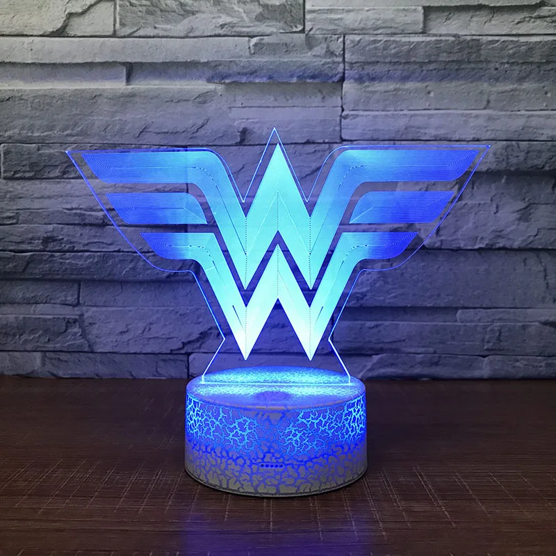 HQXING акриловый Wonder Woman 3D светодиодный ночник RGB 7 цветов Изменение Настольная лампа фигурки для мальчиков и девочек рождественские игрушки