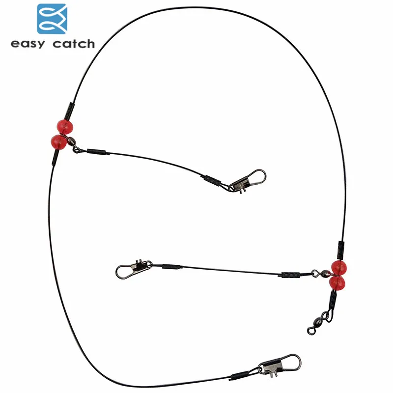 

Easy Catch 12pcs Nylon Coated Stainless Steel wire leader 60cm 2 Arm Black fishing leading for Fishing tackle
