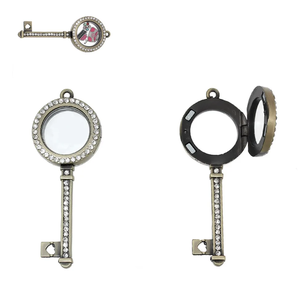 DoreenBeads живые стеклянные кулоны с памятью подвески для ключей золотой цвет античное бронзовое сердце полые