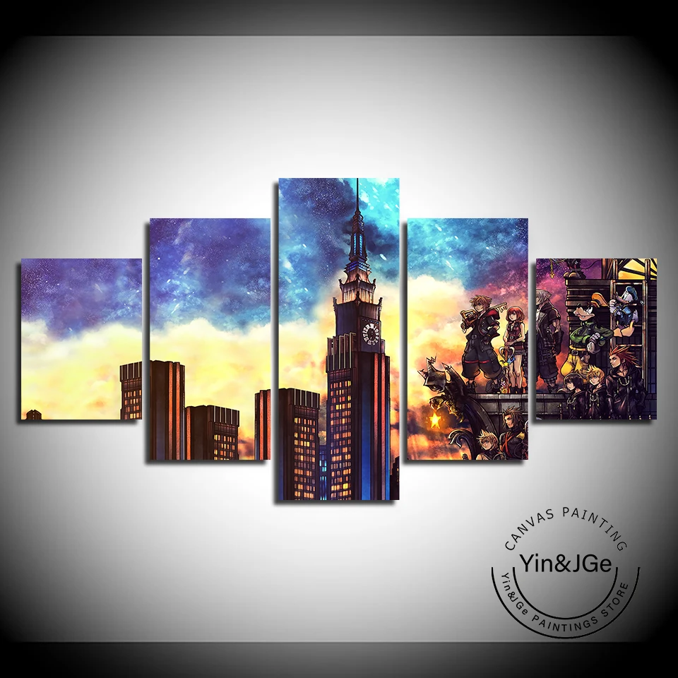 Модульные картины на холсте 5 шт. постер с изображением царства и сердца