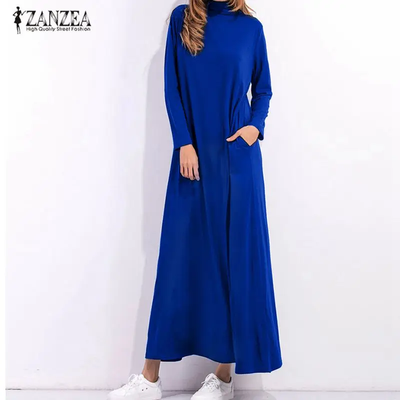 Осеннее платье 2019 женское черное с длинным рукавом Водолазка Длинные Макси