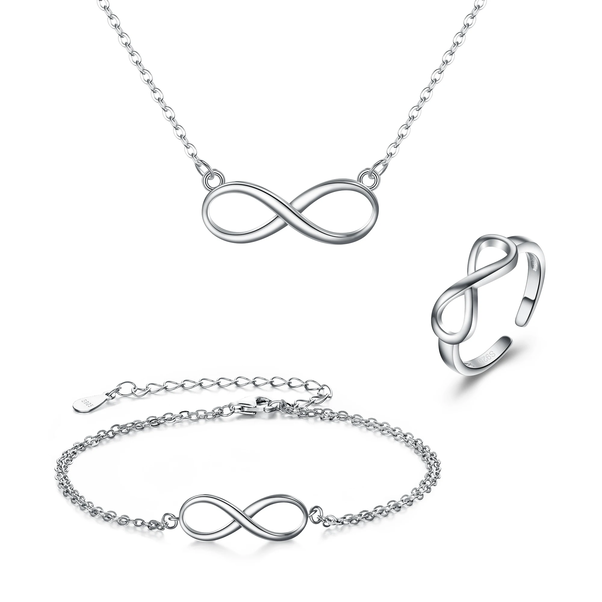 Tuliper 925 пробы серебряные ювелирные наборы бесконечность набор свадебных