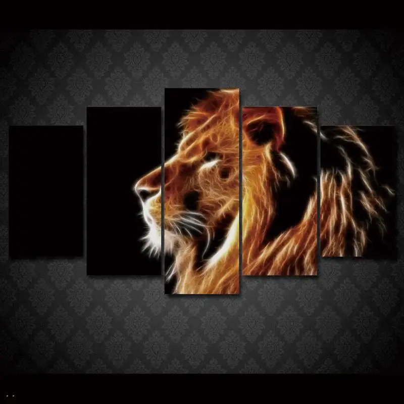 Hd Печать панно с животными Lion Group живопись холст печать Декор помещения плакат
