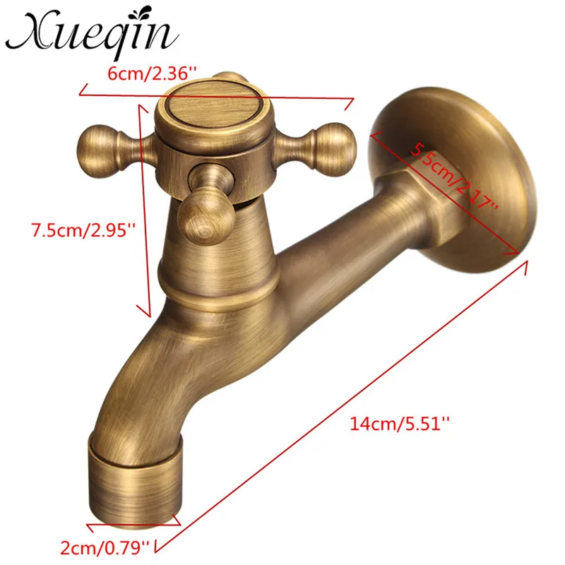 

Antique Vintage Brass Wall Mounted Swivel Knob Water Faucet Taps Garden Bathroom Basin Faucet Mop Water Machine Tap