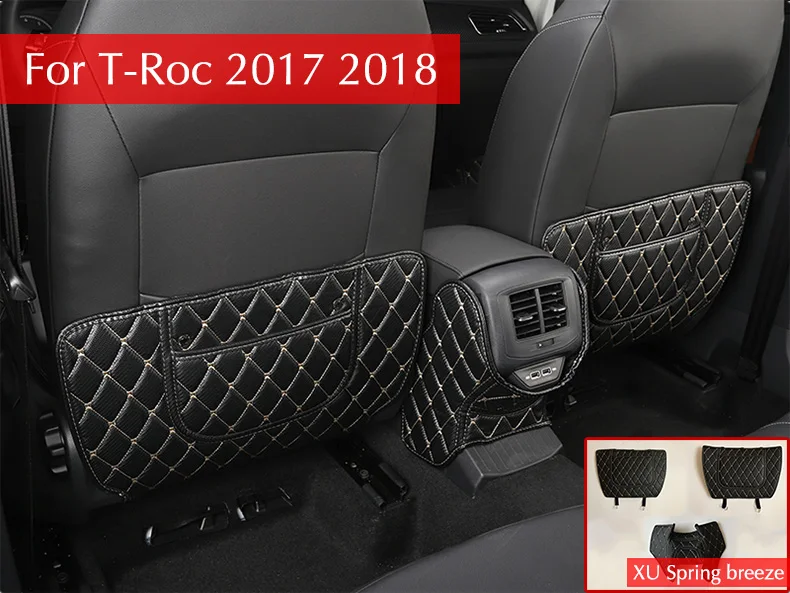 XuSpring для VW T-Roc Troc заднее сиденье анти-удар коврик накладка Чехол Подушка наклейки для автомобиля Стайлинг 3 шт./комплект