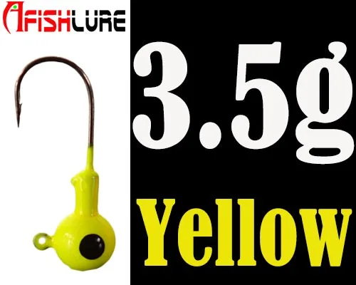 Yellow 3g Головка джига, свинцовая головка, крючок 2 г/3,5 г/5 г/7,0 г/10 г/14 г, светящиеся мягкие крючки для Червяков, красные мягкие приманки, крючок, свинцовые рыболовные крючки, 5 шт./лот - Цвет: Yellow 3g