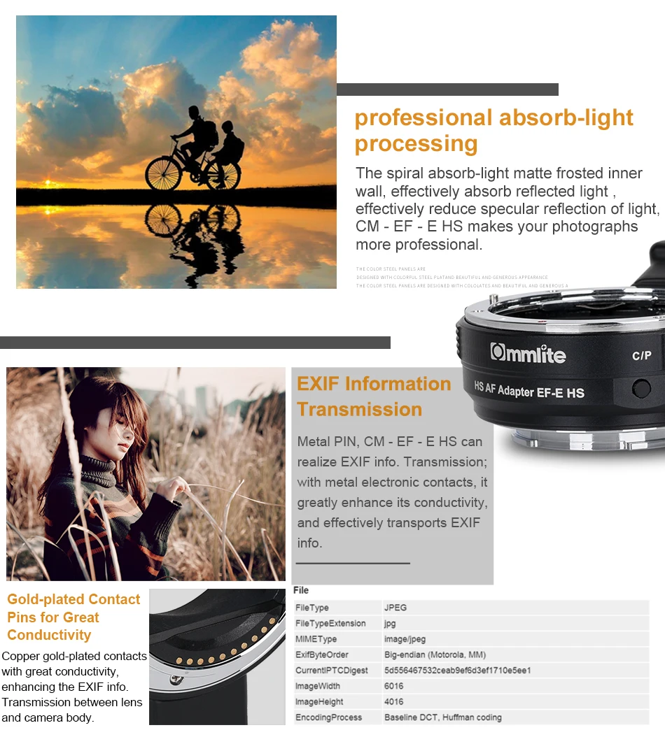 Электронное переходное кольцо для объектива Commlite AF для объектива Canon EF/EF-S для камер E-Mount для sony A7 A9 A7II A7RII A7RIII A6500 и т. Д