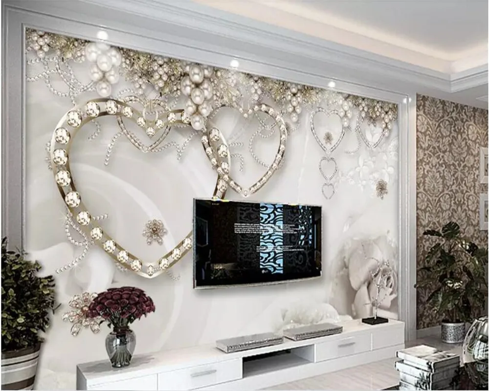 3d обои beibehang домашний декор простое роскошное украшение в форме сердца украшения
