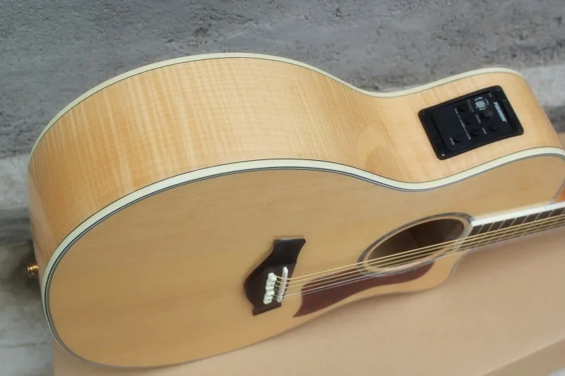 Заводская Заказная 4" cutaway натуральная акустическая электрогитара с Fishman 101 Pickup solid Spurce top tiger Maple back side