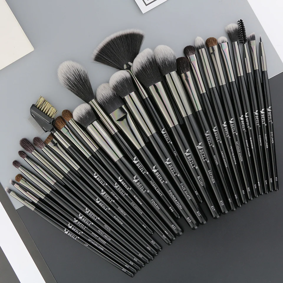 Набор кистей для макияжа BEILI Black 40 профессиональных Мягкая натуральная щетина