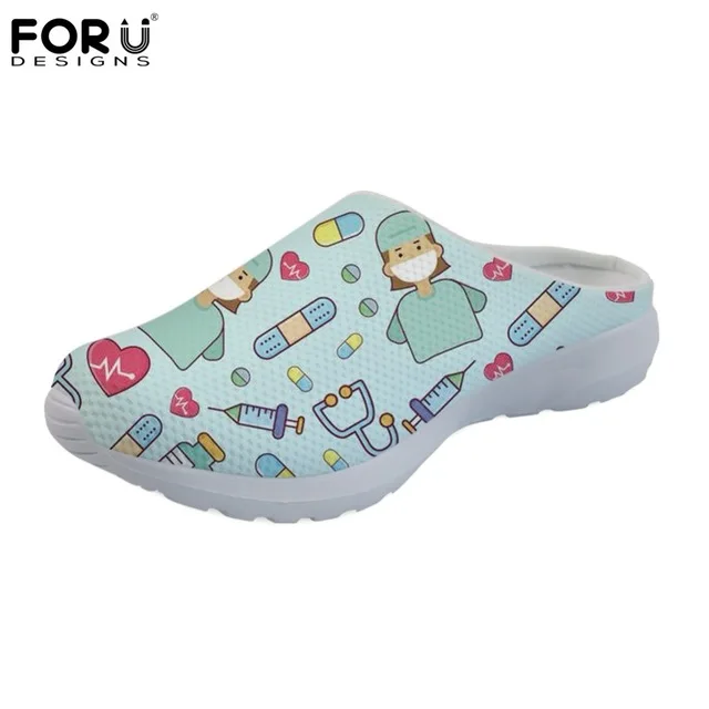 FORUDESIGNS/3D мультфильм узор с изображением сиделки плоские сандалии женские повседневные удобные туфли женские летние сандалии на плоской подошве Sandalias Mujer - Цвет: H9430CA