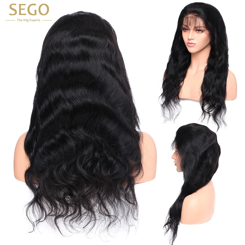 SEGO 13*4 волнистые человеческие парики для волос бразильские волосы remy женщин 130%