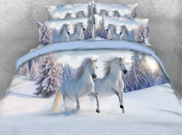 3D Набор постельного белья с лошадью кровать набор одеяло покрывало комплект постельного белья простыня покрывало с животным принтом Супер Король размер королева полный близнец 4 шт на.